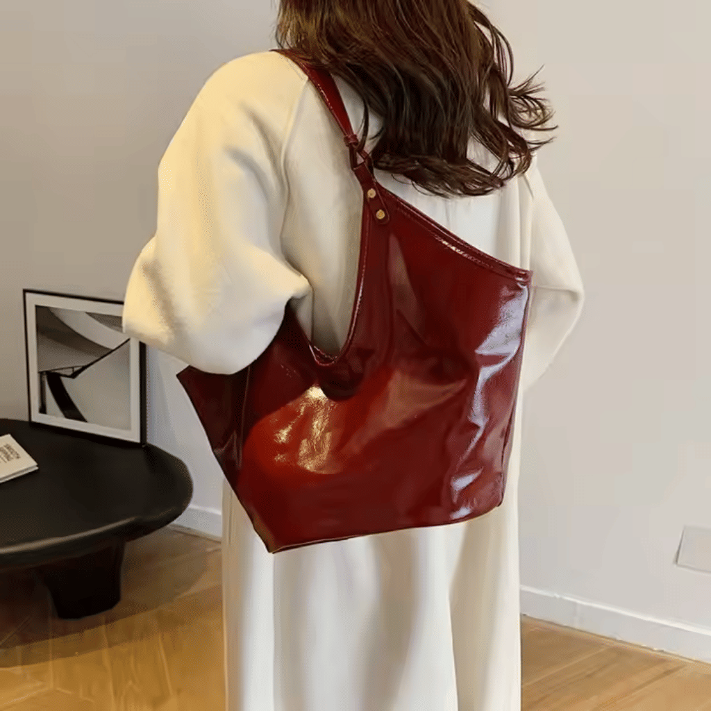 Cherry Red Soft Crescent Tote Set - 370