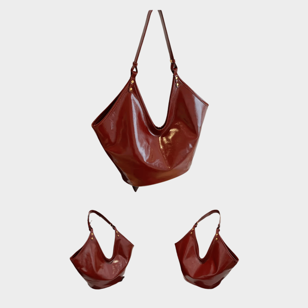 Cherry Red Soft Crescent Tote Set - 371