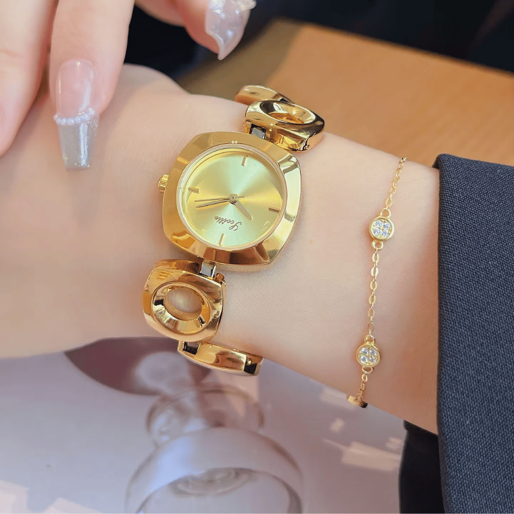 Hooped Gold Quartz Watch - 455