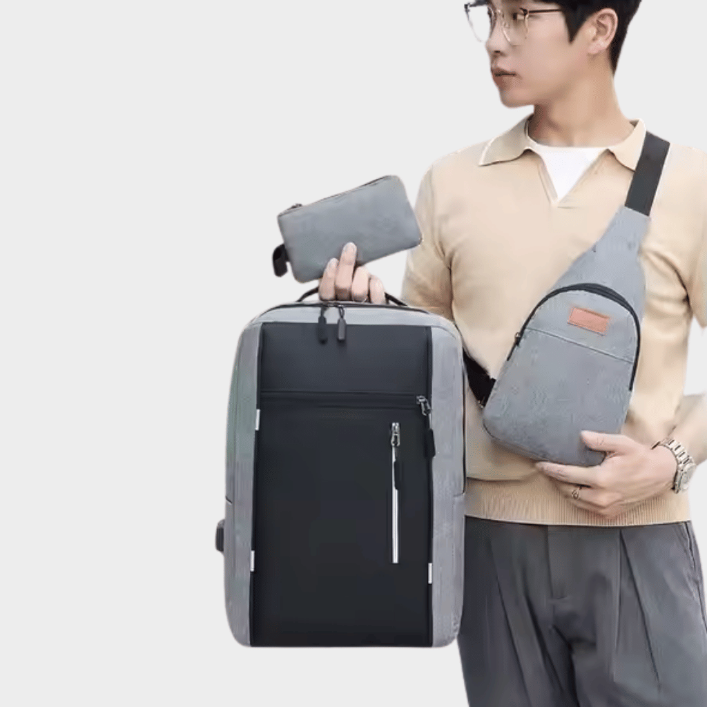 3-Piece Polyester Backpack, Sling & Pouch Set - 74_6be9e511-5f73-4070-921d-2b4b2d9a7d8a