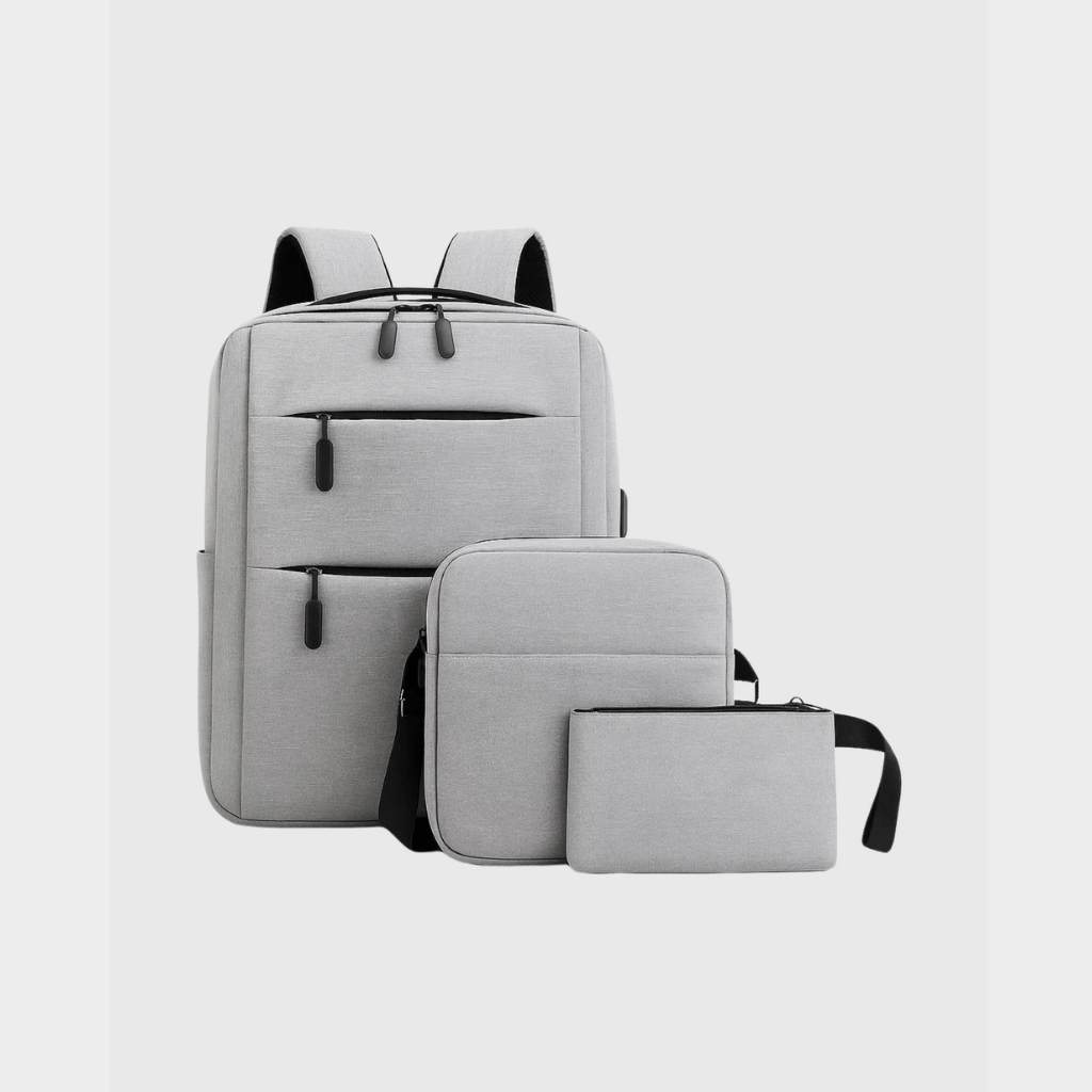 3-Piece Polyester USB Backpack, Sling Bag and Tote Set - 93_bf16c75b-e1b9-43e2-afa7-567f92926e7a