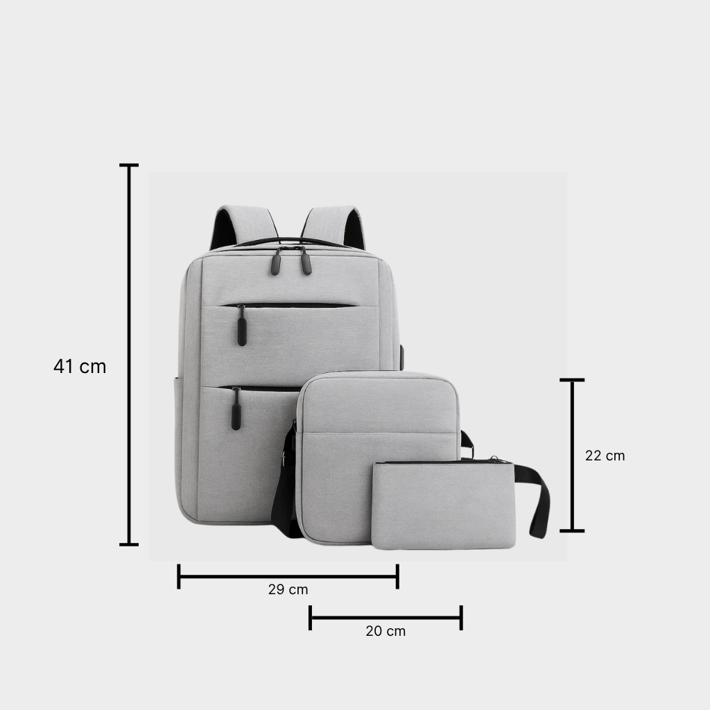 3-Piece Polyester USB Backpack, Sling Bag and Tote Set - 99_8199fc06-d37b-4708-ab39-e8319afea15c