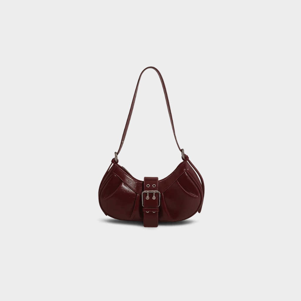 Cherry Red Buckle Shoulder Bag - Handbags